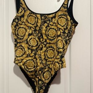 Versace Black and Gold Baroque Swimsuit
